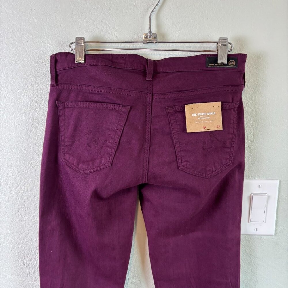 NEW AG Adriano Goldschmied Burgundy Slim Straight‎ The Stevie Ankle Size 27 - Picture 7 of 13